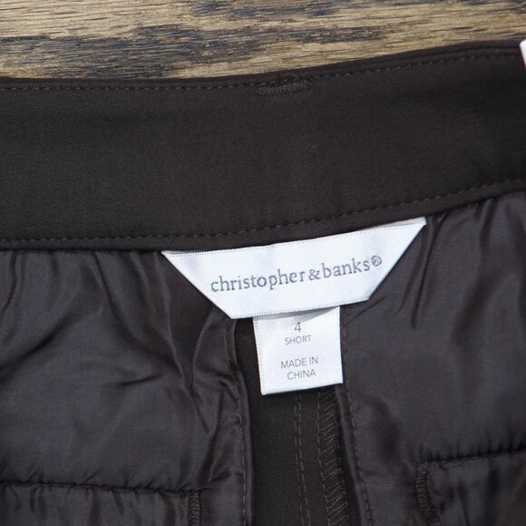 NWT Christopher & Banks Fit Mid-Rise Stretch Dress Pants JOS-4929 4 Short Brown - Picture 4 of 9